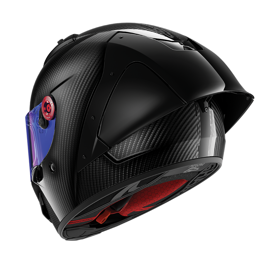 Motorcycle helmet - AERON GP Full Carbon Carbon Anthracite Carbon- IRID Blue - bott red - 2