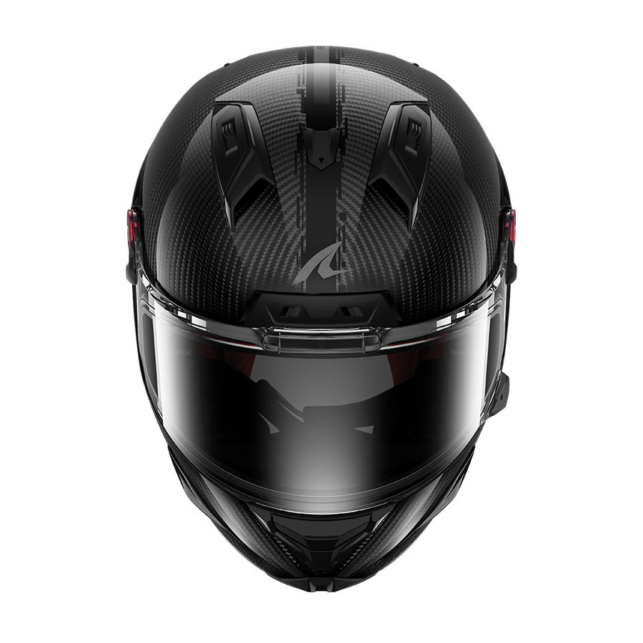 Motorcycle helemet - AERON GP Full Carbon Matte Carbon Matte - IRID smoke - Butt red - 3